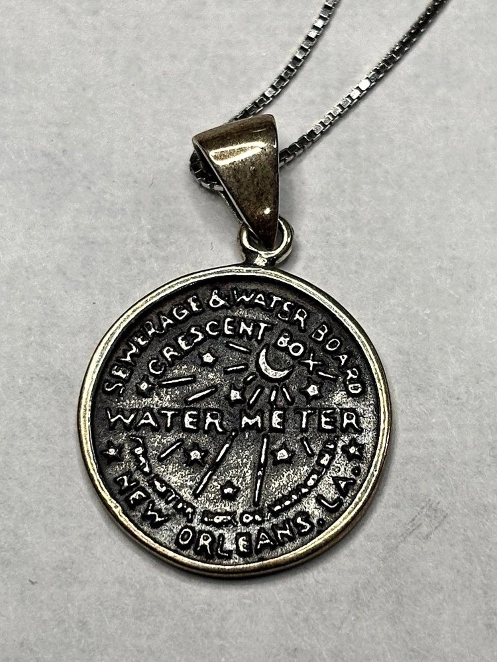 New Orleans Water Meter Cover Pendant Necklace Silver